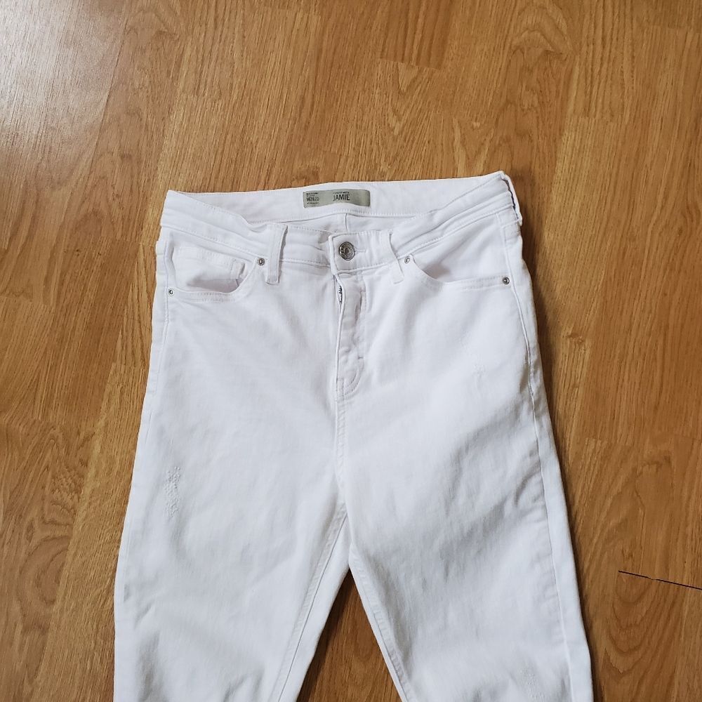 Topshop 'Jamie' Ripped Knee Skinny Jeans - size 28 in White. - Picture 4 of 14